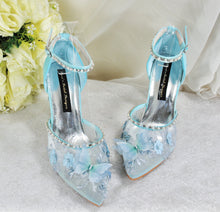 Load image into Gallery viewer, Something Blue Butterfly Block Heels