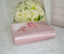 Load image into Gallery viewer, Blush Pink Sparkling Flora Embroidery Heels with Fascinator Hat and Clutch Bag. Matching Bridal Set