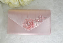 Load image into Gallery viewer, Blush Pink Sparkling Flora Embroidery Heels with Fascinator Hat and Clutch Bag. Matching Bridal Set