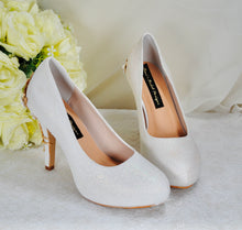 Load image into Gallery viewer, Ivory Shimmer Round Toe with 'Cherry Blossom'