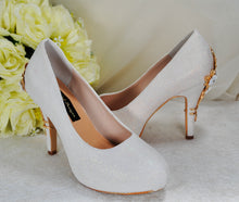 Load image into Gallery viewer, Ivory Shimmer Round Toe with 'Cherry Blossom'