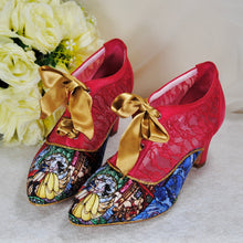 Load image into Gallery viewer, Beauty and the Beast Block Heel Boots