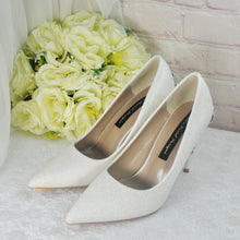 Load image into Gallery viewer, Ivory Shimmer Wedding Shoes with Silver 'Cherry Blossom'