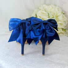 Load image into Gallery viewer, Navy Blue Satin Court Shoes - UK4 - Ready to Dispatch