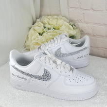 Load image into Gallery viewer, Personalised AF1 Air Force 1 Trainers Genuine Nike for Bride or Groom, Customised Bridal Sneakers, Alternative Wedding Shoes