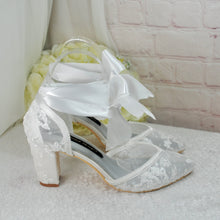 Load image into Gallery viewer, Floral Block Heel Bridal Shoes | 7.5cm Heel