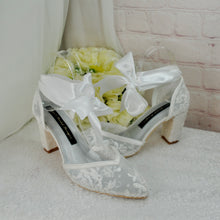 Load image into Gallery viewer, Floral Block Heel Bridal Shoes | 7.5cm Heel