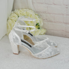 Load image into Gallery viewer, Floral Block Heel Bridal Shoes | 7.5cm Heel