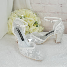 Load image into Gallery viewer, Floral Block Heel Bridal Shoes | 7.5cm Heel