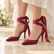 Load image into Gallery viewer, Pearl Ankle Strap Satin Bridal Shoes – Custom Colours