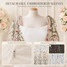 Load image into Gallery viewer, Detachable Bridal Sleeves | Embroidered Wild Flower Removable Wedding Sleeves