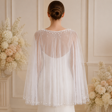 Load image into Gallery viewer, Crystal & Pearl Bridal Cape, Wedding Dress Cover Up