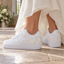 Load image into Gallery viewer, Embroidered Air Force 1 Wedding Trainers | Personalised Floral Bridal AF1s