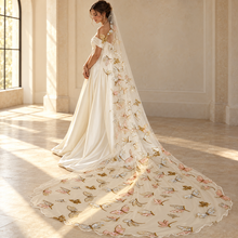 Load image into Gallery viewer, Embroidered Dragonfly Cathedral Wedding Veil