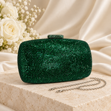 Load image into Gallery viewer, Emerald Green Crystal Court Shoes & Matching Clutch Bag