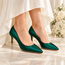 Load image into Gallery viewer, Satin Pointed Toe Wedding Shoes – Custom Colour Bridal Heels