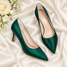 Load image into Gallery viewer, Satin Pointed Toe Wedding Shoes – Custom Colour Bridal Heels
