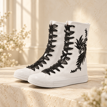 Load image into Gallery viewer, Floral Embroidered High-Top Bridal Trainers