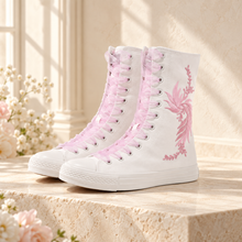Load image into Gallery viewer, Floral Embroidered High-Top Bridal Trainers