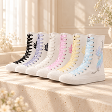 Load image into Gallery viewer, Floral Embroidered High-Top Bridal Trainers