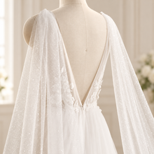 Load image into Gallery viewer, Sparkle Tulle Bridal Cape – 300 cm Detachable Wedding Train