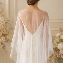 Load image into Gallery viewer, Glitter Pearl Bridal Cape, Wedding Dress Cover Up