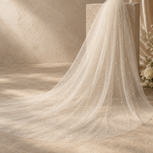 Load image into Gallery viewer, Sparkle & Pearl Bridal Veil – White, Ivory or Champagne | 75–300 cm
