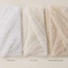 Load image into Gallery viewer, Sparkle & Pearl Bridal Veil – White, Ivory or Champagne | 75–300 cm