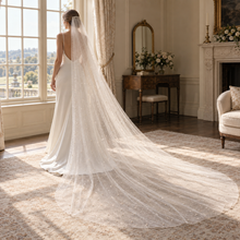 Load image into Gallery viewer, Sparkle & Pearl Bridal Veil – White, Ivory or Champagne | 75–300 cm