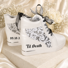 Load image into Gallery viewer, Personalised Wedding Shoe Iron-On Transfers – Custom Vinyl Decals for Canvas Bridal Trainers