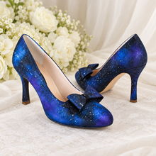 Load image into Gallery viewer, Hand-Painted Celestial Wedding Shoes with Removable Bows