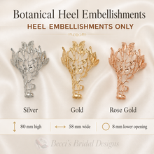 Load image into Gallery viewer, Botanical Heel Embellishments for Wedding Shoes, Silver Gold or Rose Gold, Vine Stiletto Heel Decorations, DIY Bridal Shoe Accessories