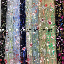 Load image into Gallery viewer, Embroidered Bridal Tulle - Meadow Flower Fabric - By the Yard