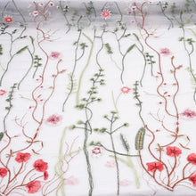 Load image into Gallery viewer, Embroidered Bridal Tulle - Meadow Flower Fabric - By the Yard