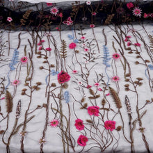 Load image into Gallery viewer, Embroidered Bridal Tulle - Meadow Flower Fabric - By the Yard