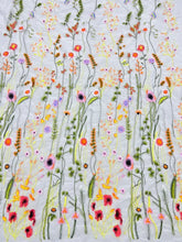 Load image into Gallery viewer, Embroidered Bridal Tulle - Orange Bright Meadow Flower Fabric - By the Yard