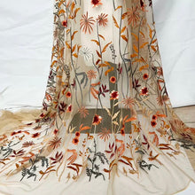 Load image into Gallery viewer, Embroidered Bridal Tulle - Autumn Leaf Fabric - By the Yard