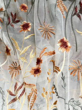 Load image into Gallery viewer, Embroidered Bridal Tulle - Autumn Leaf Fabric - By the Yard