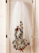 Load image into Gallery viewer, Autumnal Embroidered Edge Floral wedding veil (90 - 200cm)