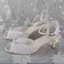 Load image into Gallery viewer, Lace Peep Toe with Pearl