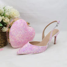 Load image into Gallery viewer, Pink Crystal Heels and Matching Bag