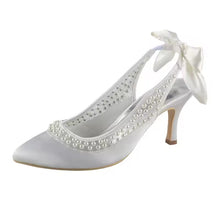 Load image into Gallery viewer, Eliza - Ivory Pearl Satin Sling Backs