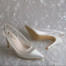 Load image into Gallery viewer, Ivory Satin Sling Backs