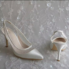 Load image into Gallery viewer, Ivory Satin Sling Backs