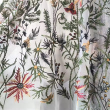 Load image into Gallery viewer, Embroidered Bridal Tulle - Autumn Flower Fabric - By the Yard