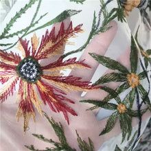 Load image into Gallery viewer, Embroidered Bridal Tulle - Autumn Flower Fabric - By the Yard