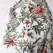 Load image into Gallery viewer, Embroidered Bridal Tulle - Autumn Flower Fabric - By the Yard