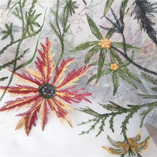 Load image into Gallery viewer, Embroidered Bridal Tulle - Autumn Flower Fabric - By the Yard