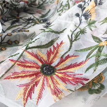 Load image into Gallery viewer, Embroidered Bridal Tulle - Autumn Flower Fabric - By the Yard
