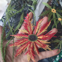 Load image into Gallery viewer, Embroidered Bridal Tulle - Autumn Flower Fabric - By the Yard